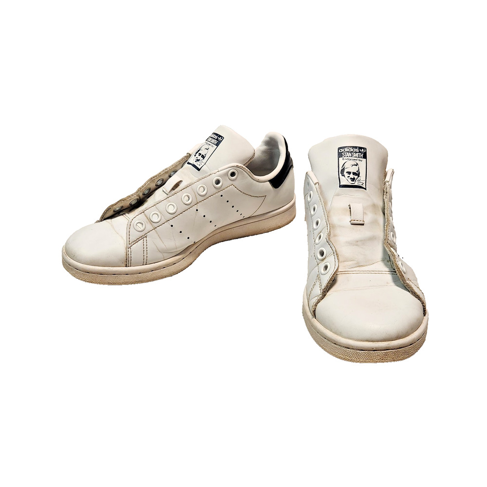 Adidas Stan Smith White Navy Sneakers Classic Leather Shoes Women's Size 8